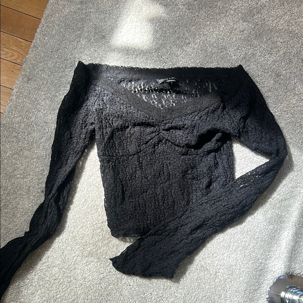 Black Lacey Off-Shoulder Lace Top